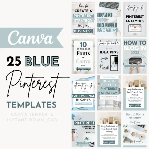 Blue Pinterest Canva Templates || Pinterest Pins Template, Pinterest Marketing