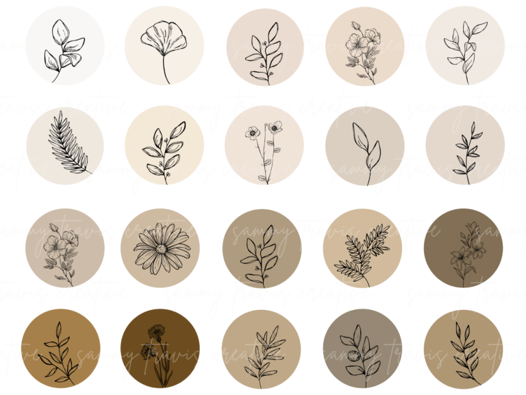 Neutral Floral Instagram Highlight Cover Icons - Sammy Anne Creative