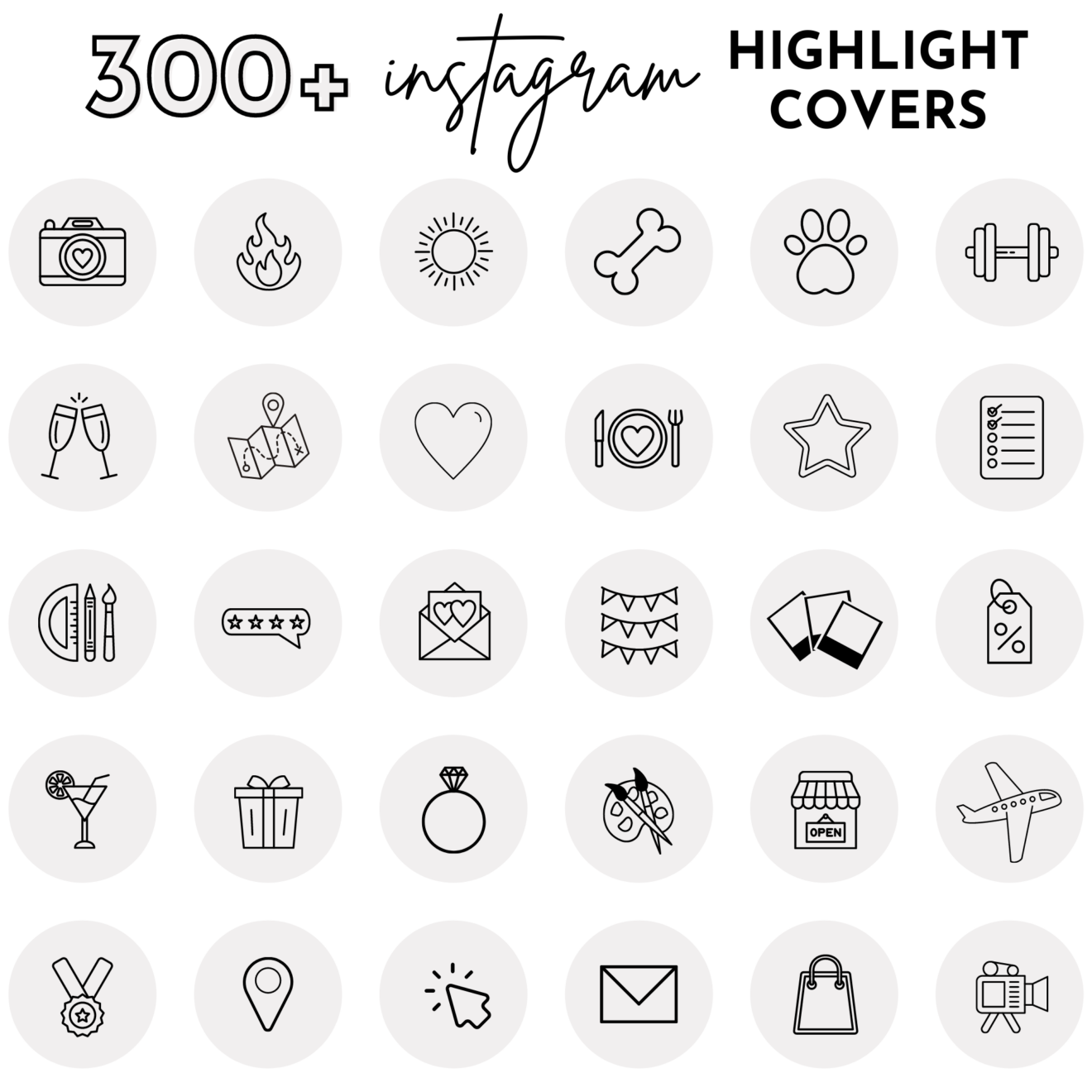 300+ Light Grey Instagram Highlight Cover Icons - Samantha Anne Creative