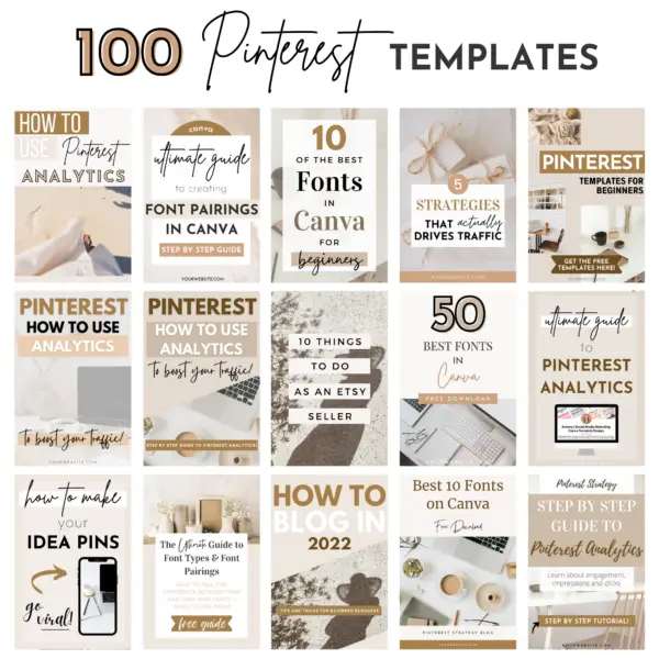 100 beige pinterest pin templates, pinterest pin canva template