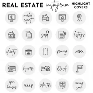 Light grey realtor instagram highlight covers, Blogger template, Instagram template, Instagram highlight icons, influencer media kit
