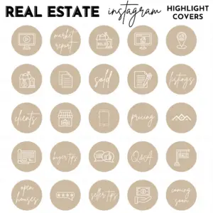 Minimalist brown realtor instagram highlight covers, Blogger template, Instagram template, Instagram highlight icons, influencer media kit