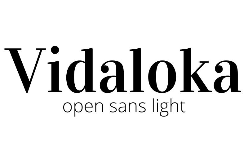 best canva font pairings, best canva font combinations, vidaloka and open sans light