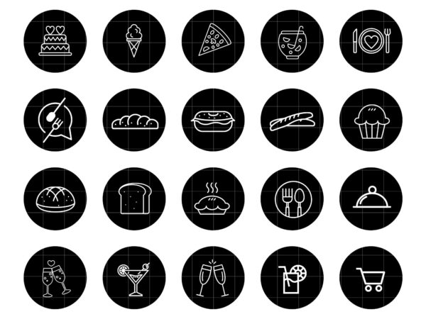 black food line art Instagram highlight Icons, Instagram Template, Influencer Media Kit, Instagram Stories, Instagram Branding, highlight Icon, blogger instagram templates