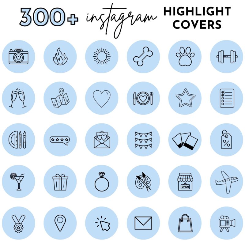 300+ Light Blue Instagram Highlight Cover Icons - Samantha Anne Creative