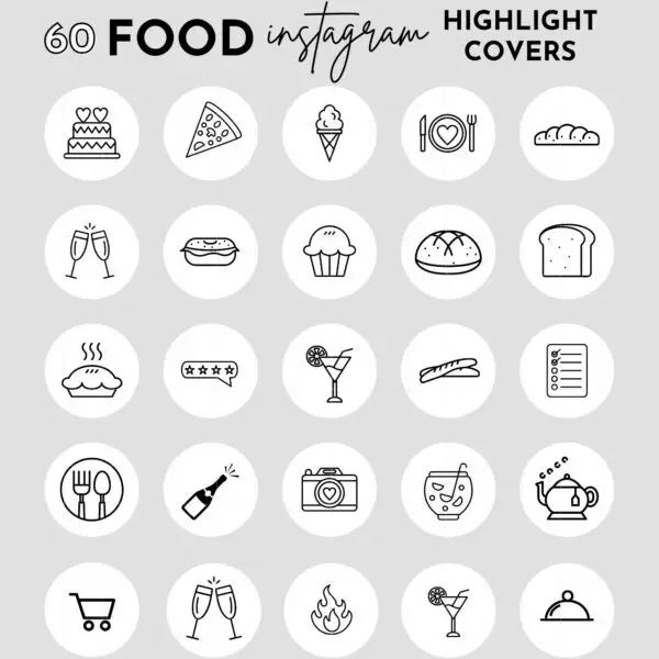 white food instagram highlight covers, Blogger template, Instagram template, white food Instagram highlight icons, influencer media kit